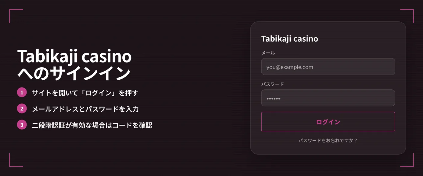 メールとパスワードを入力して開始してください。